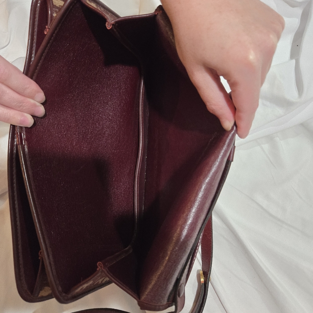 Dior Burgundy/Biege Monogram Shoulder Bag Includes a Wallet - Picture 9 of 9